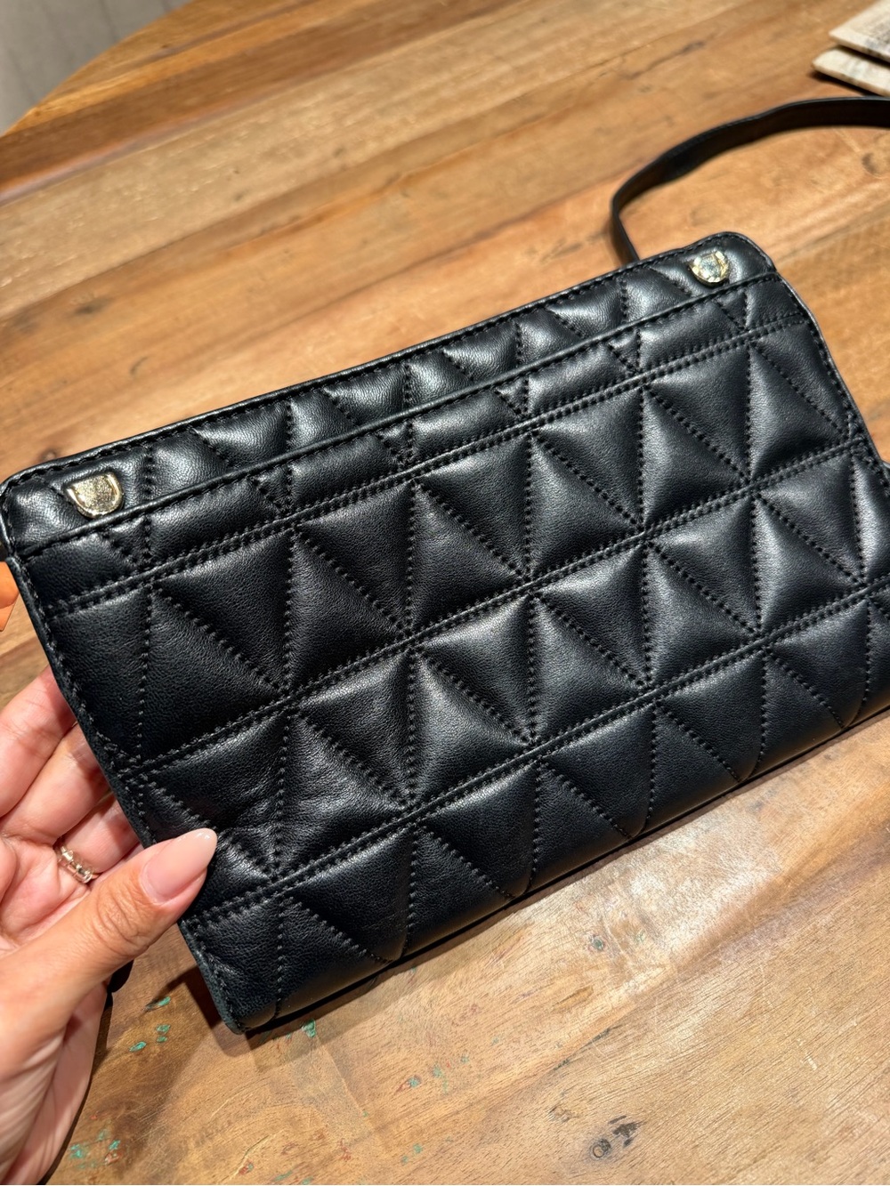 Michael Kors Black Quilted Leather Zip Clutch Crossbody - Picture 5 of 9